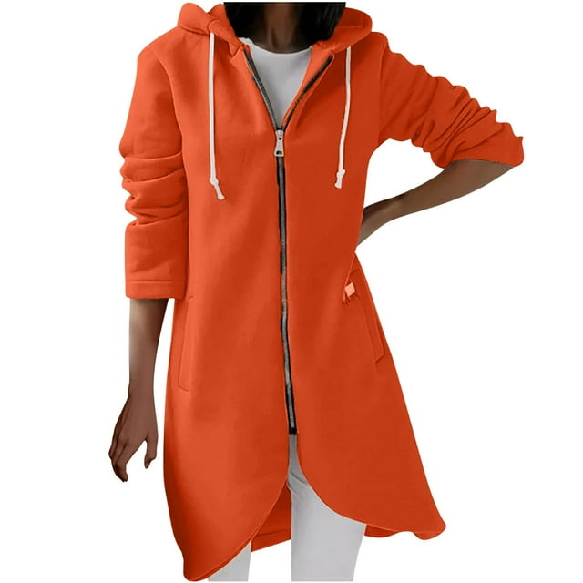 Chandail à Capuchon Décontracté pour Femmes à Fermeture Éclair Manches Longues Grande Taille Chandail Confortable Chaud Mode