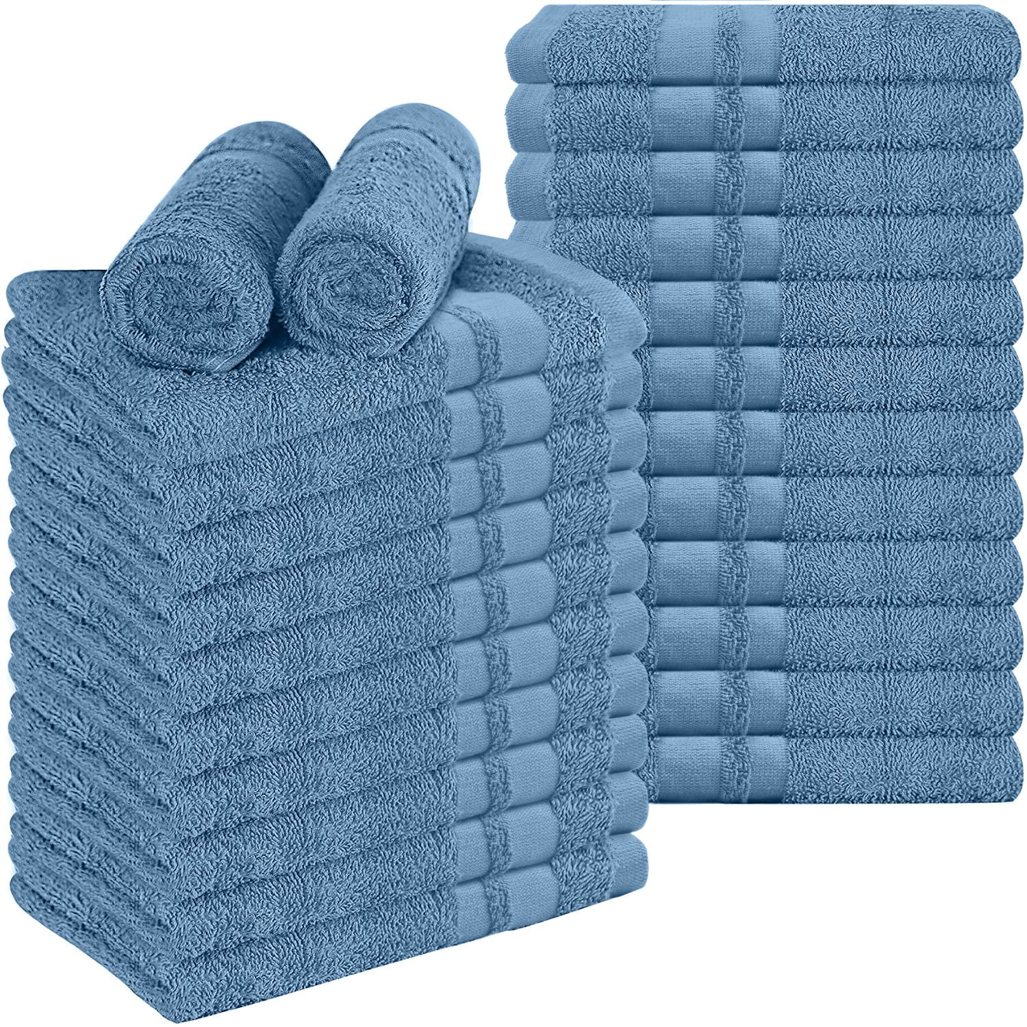 Dan River Cotton Salon Hand Towels, Pack of 24, Highly Absorbent, Quick Drying, White, 16x26 Inches