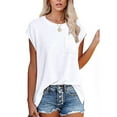 thumbnail image 1 of Fashnice Hauts d'Été pour Femmes Manches Courtes Col Rond T-shirt Ample Quotidien Chandail Blanc 2TG, 1 of 4