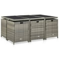 thumbnail image 3 of vidaXL 11 Piece Outdoor Dining Set with Cushions Poly Rattan Grey, 3 of 5