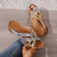 thumbnail image 4 of Womens Platform Sandals Color Block Slip on Slides Buckle Strap Comfortable Cushioned Low Wedge Orthopedic Walking Shoes Silver Size 7, 4 of 6