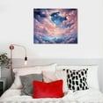 thumbnail image 4 of Nawypu Canvas Wall Art - Canvas Prints Wall Decor for Bathroom - Modern Sky Meteor Purple and White Canvas Picture Poster for Room Aesthetic, Framed Artworks for Home Bedroom Living Room,Square, 4 of 4