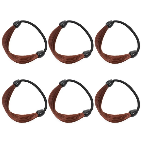ELAYARD 6pcs Brown Elastic Hair Bands for Women and Girls, Rubber Hair Ties for Daily Use and Hair Styling