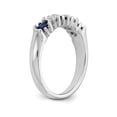 thumbnail image 6 of 14K White Gold Ring Band Gemstone Diamond Round Sapphire Blue, Size 8, 6 of 7
