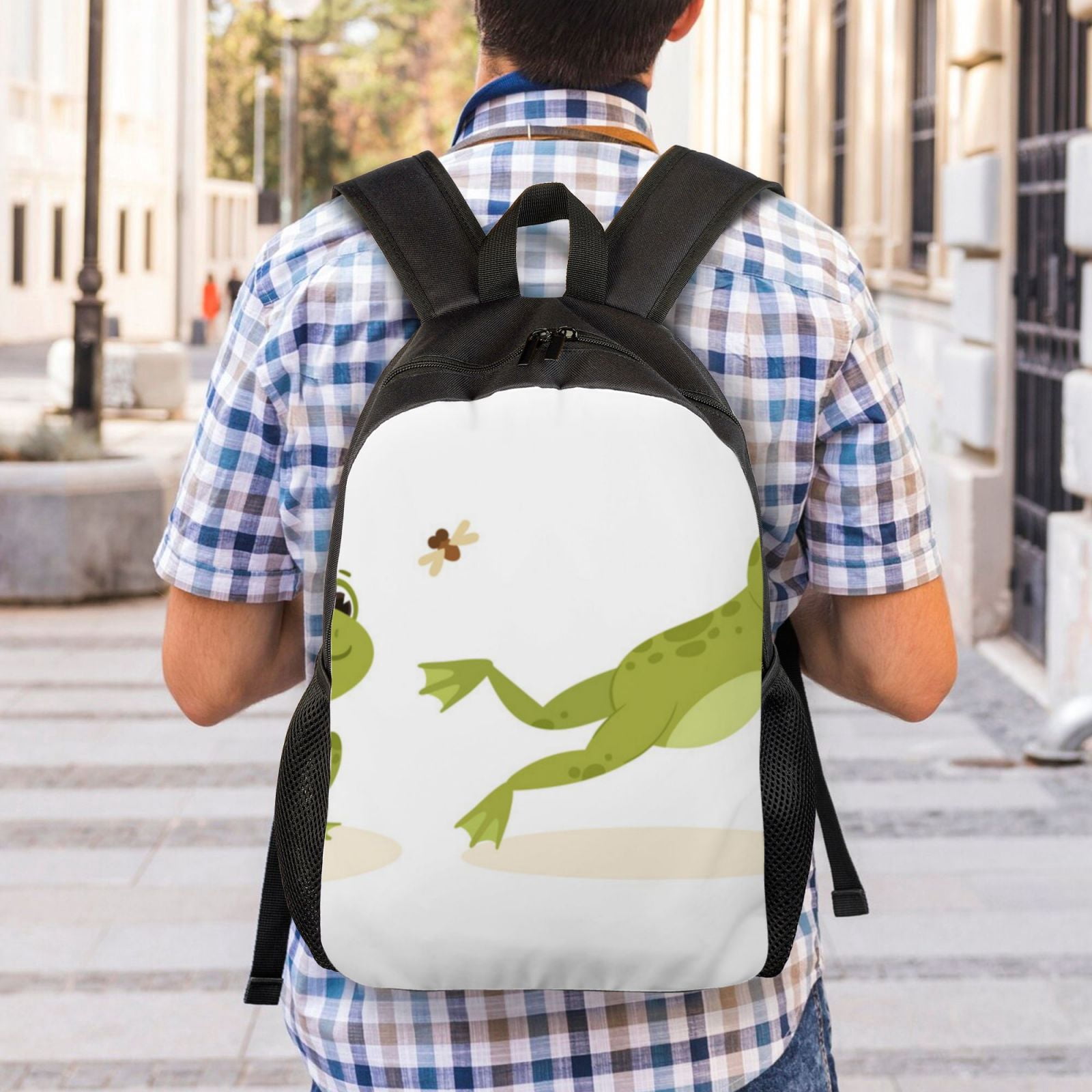 Xecao Hunting Frog Print School Backpack with Laptop Compartment Small Travel Laptop Backpack for Women Men Waterproof College Backpack Simple School Bag