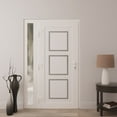 thumbnail image 4 of Front Exterior Prehung Metal-Plastic Door Frosted Glass | Manux 8661 White Silk | Side Sidelite Transom | Office Commercial and Residential Doors Entrance Patio Garage 48 x 80 (W36+12x80) Right-hand, 4 of 5