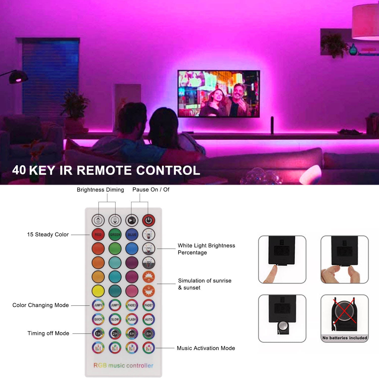 Under Bed Light Strips, 2x16.4ft RGB LED Light Strip with App Control, LED Night Light with 4 Timing Off Modes for Bed Wardrobe Cabinet Staircase Décor