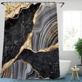 thumbnail image 4 of JOOCAR Black Gold Marble Shower Curtain Set with 12 Hooks Washable Polyester Fabric 72"x72" inch, 4 of 6