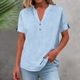 thumbnail image 2 of Rutainlusire Womens Button Notch V-Neck Tops Ladies Casual Solid Color Breathable Summer Tops, 2 of 6