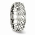 thumbnail image 4 of White Stainless Steel Ring Band Wedding Brushed and Polished Grooved, 4 of 6