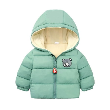 

Dadaria Toddler Winter Coat 3Months-6Years Infant Baby Boys And Girls Hooded Lamb Cashmere Autumn And Winter Padded Jacket Green 3-4Years Toddler