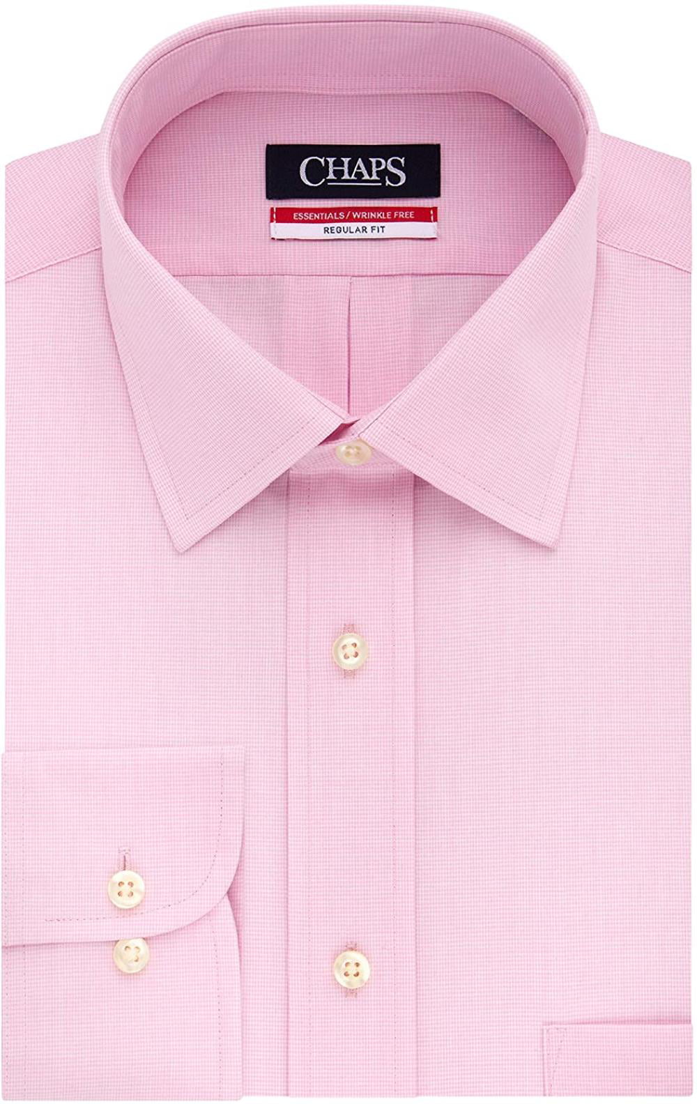 Mens Slim Fit Pink & White Checkered Spread Collar Cotton Blend Dress Shirt 