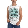 thumbnail image 2 of Lsque Not All Who Wander Are Lost1 Print Men's Cotton Blend Sleeveless Muscle Shirts (S-3XL)- Moisture Wicking, Odor Protection, UPF 30+,3X-Large, 2 of 8