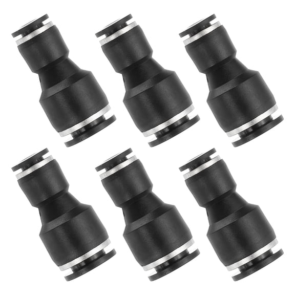 Uxcell 6 Pcs Straight Union Push to Connect Fitting, 3/16" x 3/8" OD Tube Reducer Connector Quick Push Lock Adapter Air Hose Fitting for Pneumatic System Pipeline Connection, Black
