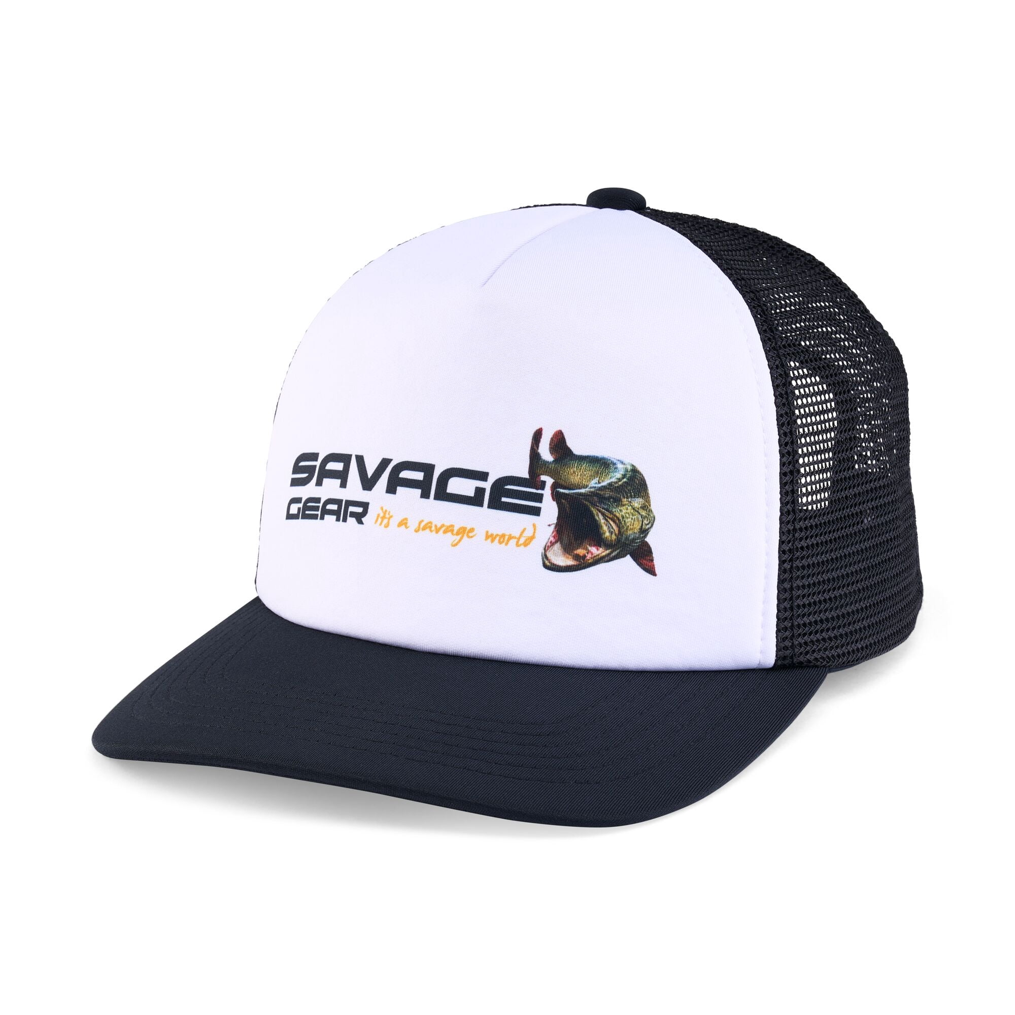 Savage Gear Musky Logo Foam Trucker Hat, White/Black
