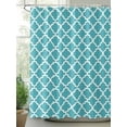 thumbnail image 2 of Shower Curtains Abstract White Geometric Turquoise Bath Curtain Simple Style Waterproof Bathroom Shower Curtain Set with Hooks Decoration 36 x 72 Inches, 2 of 7