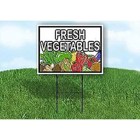 Work House Signs Single Sided Sign Fresh Vegetables Yard Sign Road Sign with Stand