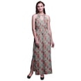 thumbnail image 1 of Bimba Ikat Ladies Crew Neck Waist String Print Maxi Dress with Side Slits Summer Wear-XX-Large, 1 of 6