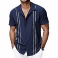 thumbnail image 2 of Kukoosong Men's Vintage Bowling Beach Shirt Striped Print Short Sleeve Collared Button-Up for Summer Office, Retro and Stylish Shirts for Men, 2 of 7