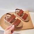 thumbnail image 5 of TOWED22 Girls Open Toe Pearl Ankle Strap Sandals Kids Platform Dress Shoes Wedding Party Princess Dance Shoes for Summer Brown,1.5, 5 of 8