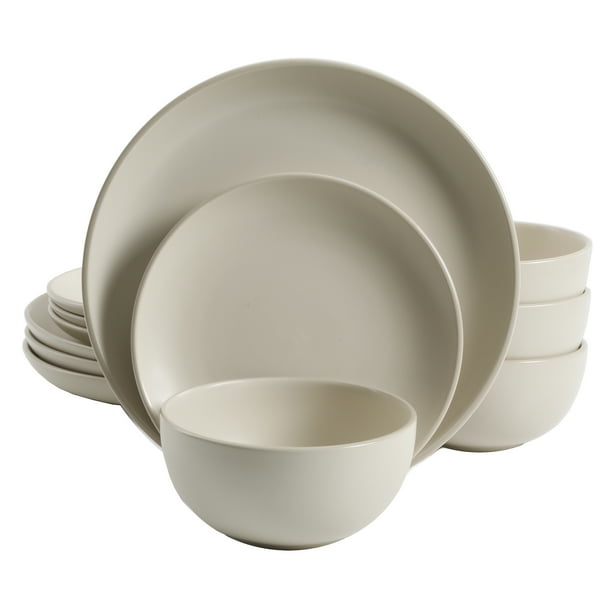 Better Homes & Gardens Zuri Matte 12Piece Dinnerware Set, Cream