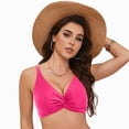 thumbnail image 4 of TOWED22 Bikini Tops for Women V Neck Push Up Padded Swimsuit Top Bathing Suits Hot Pink,M, 4 of 9