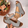 thumbnail image 6 of Women's Fashionable Wedge Heel Sandals-Plus Size One Stitch Buckle Beach Slippers for Summer Gray 39, 6 of 9