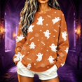 thumbnail image 5 of Women's Halloween Spooky Festival Sweatshirt Ghost Pumpkin Candy Pattern October Crewneck Long Sleeve Pullover Shirt Halloween Style, 5 of 5