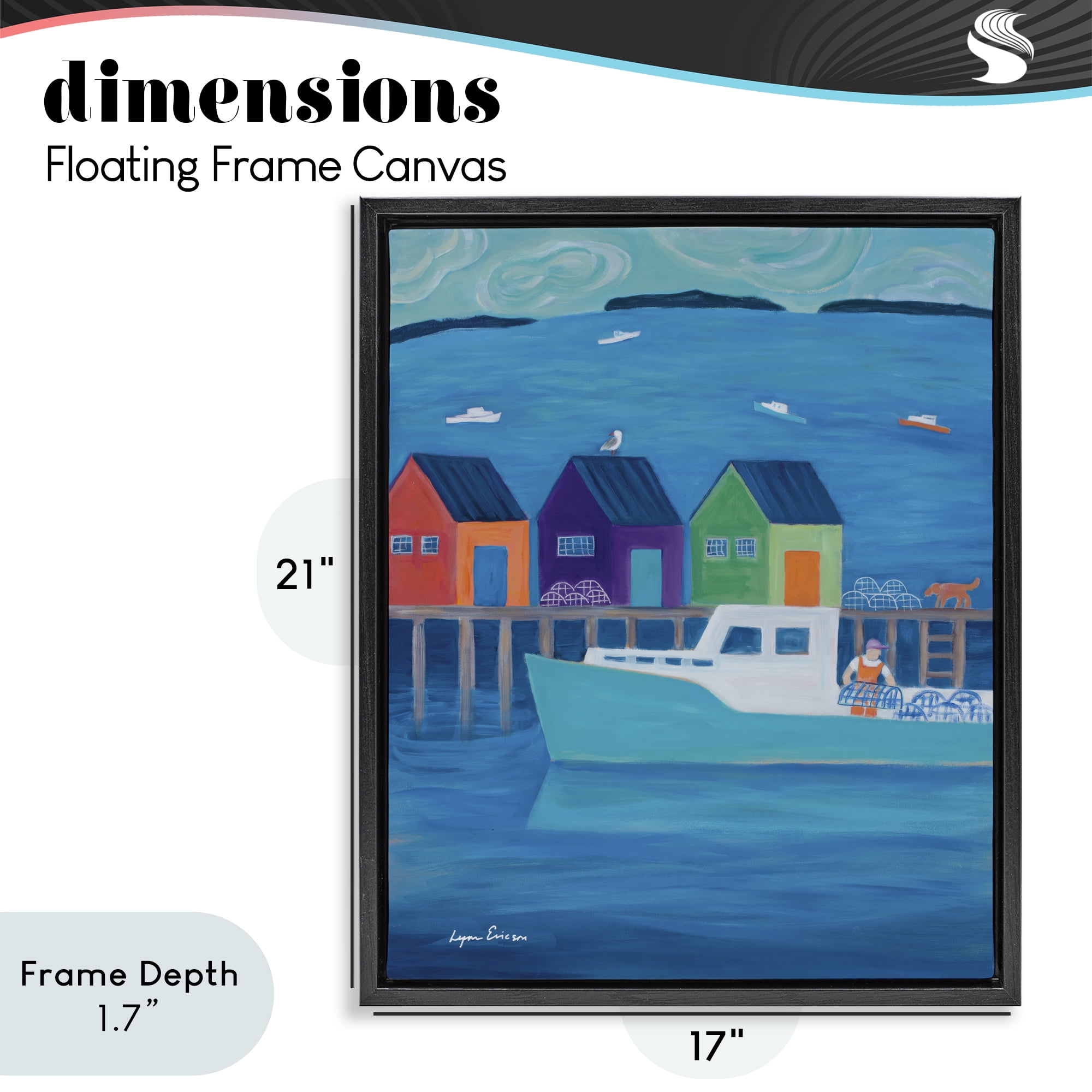 Stupell Industries Out Hauling Traps Black Framed Floater Canvas Wall Art, design by Lynn Ericson Fine Art