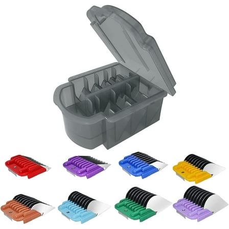 Animal Stainless Steel Attachment 8 Colors Guide Comb Set Compatible with Andis, Oster A5, Wahl KM10 Series Clipper Detachable Blade(Only Fit for 15# 10# 30# Blade)