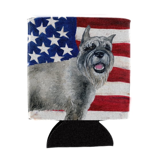 Carolines Treasures BB9662CC Schnauzer Patriotic Can or Bottle Hugger Can Hugger multicolor