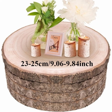 4 Pcs Daily Natural Wood Slice Discs Large Unfinished Wooden Circles for Crafts Painting DIY Projects Table Centerpieces Home Decoration Sign Making and Rustic Event Decor