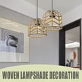 thumbnail image 3 of Handwoven Wicker Pendant Light Shade, Retro Woven Lampshade for Hanging Lamp, Natural Rattan Chandelier Cover for Living Room Bedroom Kitchen Island Home Lighting 7 inch Black, 3 of 6