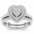thumbnail image 2 of SEPARQI 2pcs His and Hers Wedding Ring Sets Couples Engagement Rings Women and Men 925 Sterling Silver AAA Cubic Zirconia Multi-Layer Heart Shaped, 2 of 9