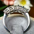 thumbnail image 2 of 2.5CTW Emerald-Cut Certified Moissanite Half Eternity Band Stunning 14K White Gold Plated Ring Perfect for Weddings, Anniversaries, or Special Gifts 5.5, 2 of 2