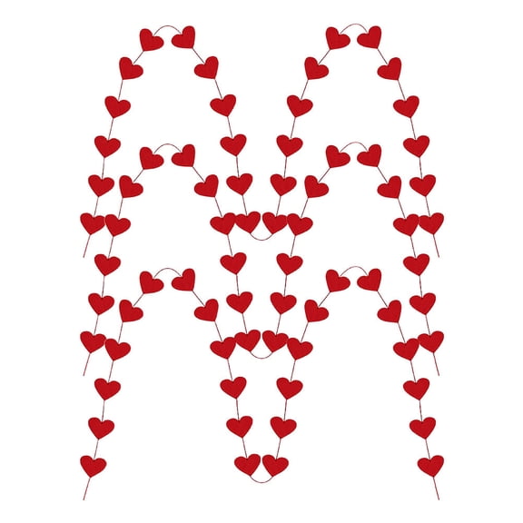 MLINS 3 Pcs Valentine's Day Decorations Party Garland Heart Valentines Bride Red