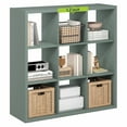thumbnail image 2 of Furinno CUBICLE Book Shelf, 9-Cube Thick Frame Bookshelf, Reversible Bookcase with Open Back, 14.6" x 43.8" x 43.8", for Living Room, Bedroom, Home Office, Sage Green, 2 of 8
