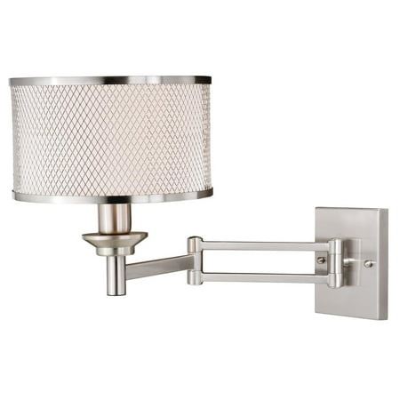 W0259-Vaxcel-Polk 1-Light Sensor Wall Sconce in Industrial Style 11.5 Inches Tall and 10 Inches Wide-Satin Nickel Finish
