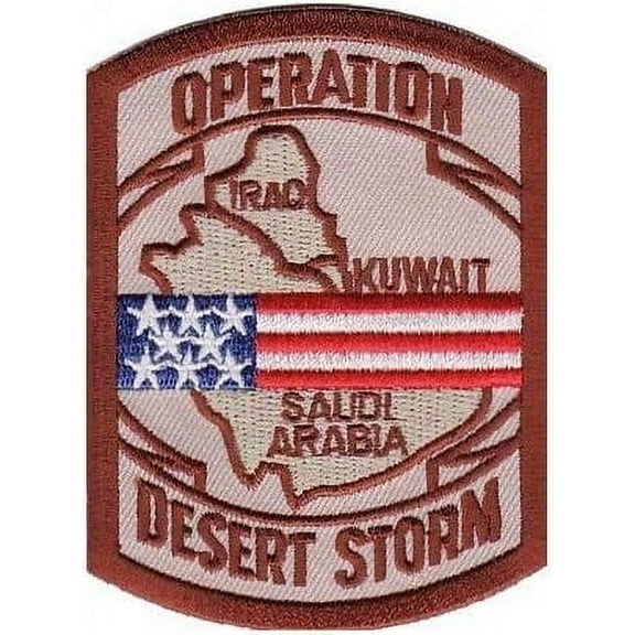Desert Storm Map US Flag Patch, Military Patches