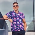 thumbnail image 4 of Rateoe Skull rainbow color Pattern Men's Short Sleeve Polo Shirts, Golf Polo Shirts Short Sleeve Performance Moisture Wicking Dry-Small, 4 of 6