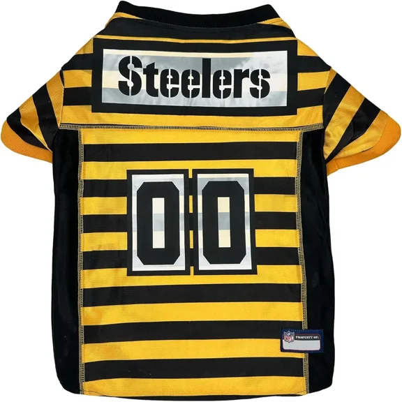 Pets First NFL Pittsburgh Steelers Throwback Dog Jersey BumbleBee Dog Shirt