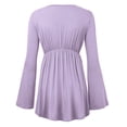 thumbnail image 3 of MBJ WT1159 Womens V Neck Long Sleeve Empire Waist Tunic Top M LILAC, 3 of 3