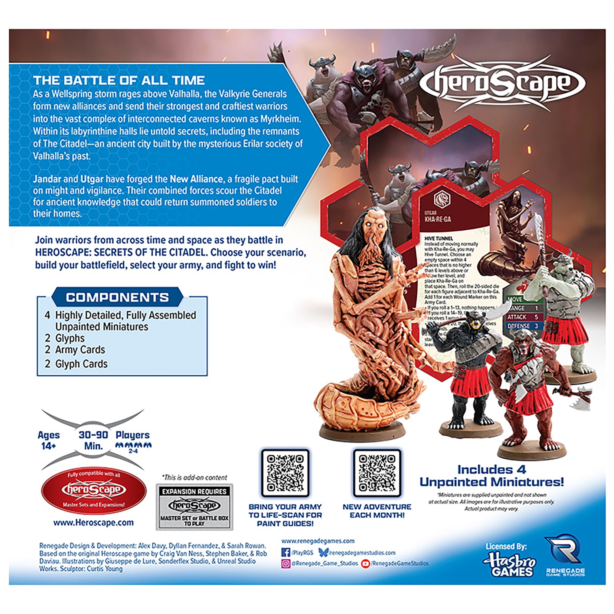 Renegade Games: Heroscape: Might of the New Alliance Army Expansion -4 Miniatures, 2 Army Cards, 2 Glyphs & Cards, Secrets of the Citadel, Battle Game