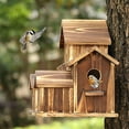 thumbnail image 5 of Casas para pájaros de madera para espacio libre para colgar en el exterior, casa para pájaros Natural hecha a mano con 6 agujeros para decoración de patio trasero/patio, grande, 5 of 5