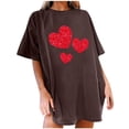 thumbnail image 1 of Diufon Hauts de la Saint-Valentin pour Femmes, Manches Courtes, Col Rond, Pull Tendance, Blouse Longue Imprimée à Sequins, 1 of 5