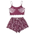 thumbnail image 4 of CQXIDFH Womens Pajamas Sets Halloween Gothic Print Lettuce Trim Tank Top and Shorts Pajama Set Lounge Sets Sleepwear, 4 of 4