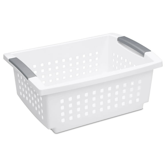 Panier empilable moyen de Sterilite en blanc