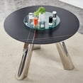 thumbnail image 6 of Dining Tables 42" Luxury Sintered Stone Table: 0.45" Durable Top + 6" Steel Legs,350lb Capacity, Stain/Heat-Resistant Black Veined Surface - Modern Minimalist DesignW1512S00111,Modern Dining Tables, 6 of 21