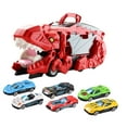 thumbnail image 3 of Camión de dinosaurio, coche de juguete deslizante, vehículo de transporte de dinosaurios Montessori para Rojo con 6 autos., 3 of 9