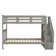 thumbnail image 5 of Harper & Bright Designs Stairway Twin Over Twin Bunk Bed with Storage Shelves, Wooden Twin Size Bunk Bedframe with Guard Rail for Bedroom Dorm, Gray, 5 of 11